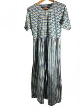 Fads Vintage  Colorful Striped Button Midi Dress  Pockets Size M